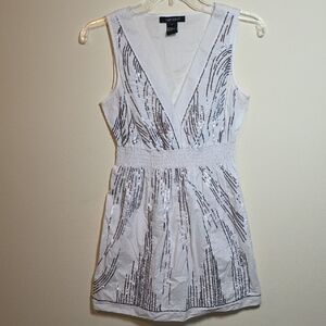 Karen Kane Silver Sleeveless V-Neck Mini Dress